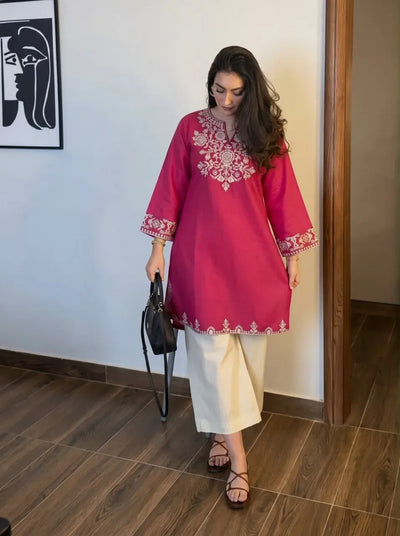Premium Rayon Cotton Kurti Set - Heavy Chikankari Embroidery for Festive Wear
