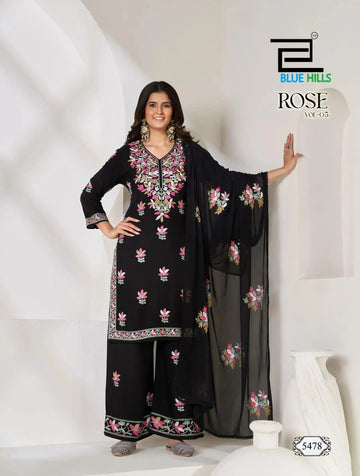 Premium Rayon Kurta Palazzo Set - Embroidered Festive Wear for Women