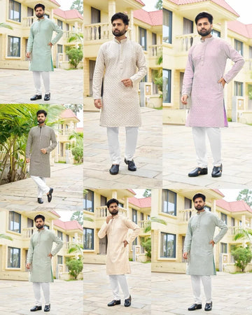 Premium Rayon Kurta Pyjama Set - Designer Festive Wear for Men