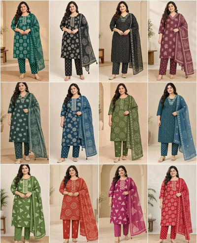 Premium Rayon Kurti Pant Set - Plus Size Festive Wear with Dupatta