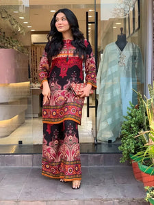 Premium Rayon Short Kurti Set - Elegant Digital Print Co-Ords for Festive Women