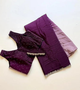 Premium Ready-to-Wear Chinon Saree with Zardoshi Work Border