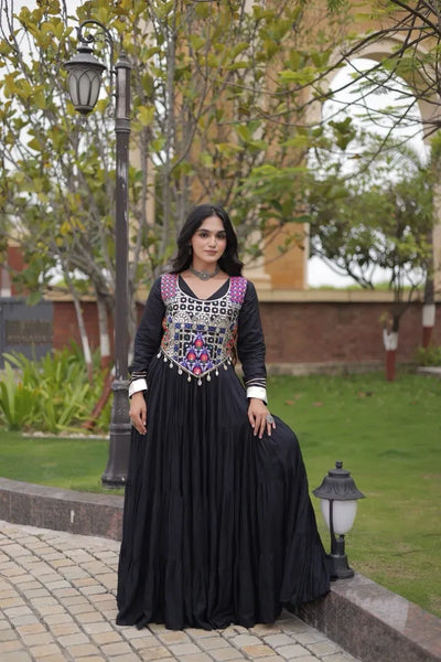 Premium Reyon Gown - Festive Mirror Work Collection for Women