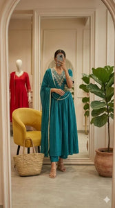 Premium Roman Silk Kurta Set - Elegant Embroidered Festive Wear