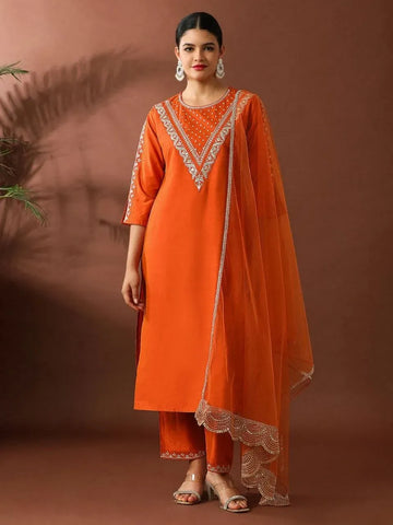 Premium Roman Silk Salwar Suit - Elegant Festive Wear Set
