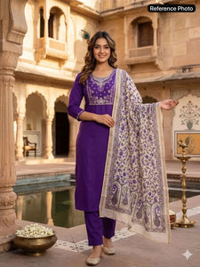 Premium Roman Silk Salwar Suit - Elegant Heavy Beads Embroidery for Festive Prep