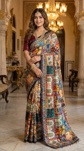 Premium Roman Silk Saree - Elegant Festive Wear for Women