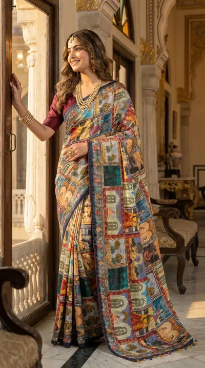 Premium Roman Silk Saree - Elegant Festive Wear for Women
