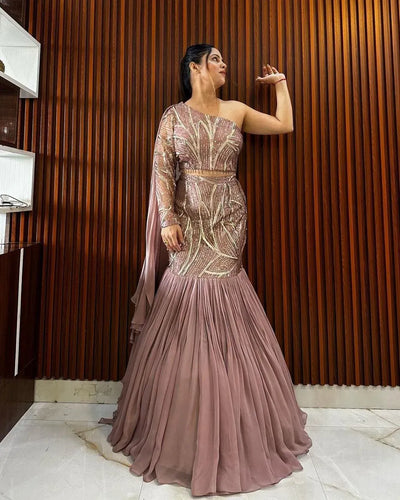 Premium Ruffle Lehenga Choli Set - Heavy Sequin Work for Party Wear | Stitched XXL