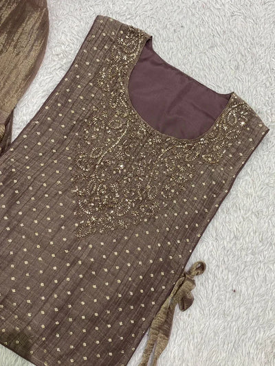 Premium Salsa Silk Co-Ord Set with Hand Embroidered Shrug - Festive Wear for Women