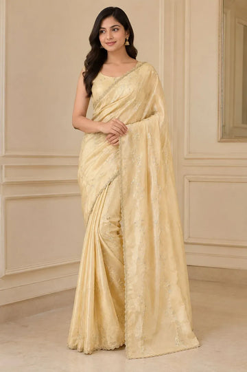 Premium Satin Saree - Heavy Beads Work Designer Festive Wear for Women