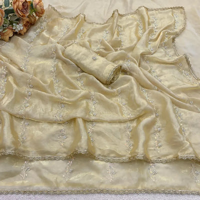 Premium Satin Saree - Heavy Beads Work Designer Festive Wear for Women