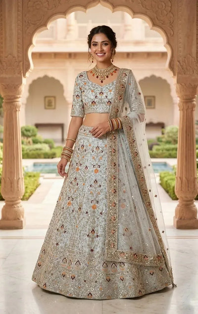 Premium Satin Silk Lehenga - 4 Meter Flared for Wedding Guests