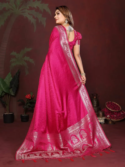 Premium Satin Silk Saree - Elegant Gala Pallu with Rich Zari Weaving for Festive & Wedding Wear