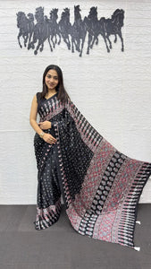 Premium Semi Gajji Silk Saree - Heavy Mirror Work Festive Wear for Women