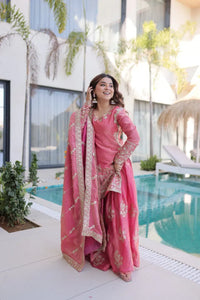 Premium Sharara Suit - Zari Embroidered Festive Wear for Women
