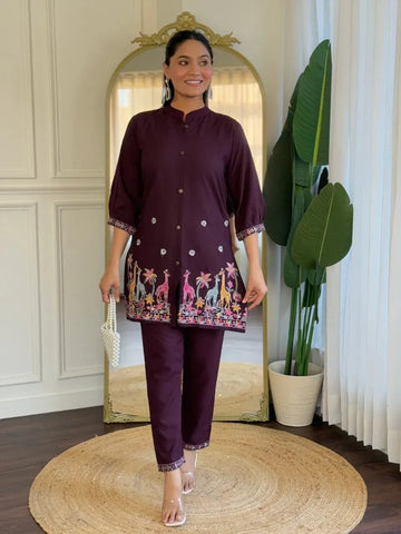 Premium Short Kurta Set for Women - Designer Embroidery for Festive Wear