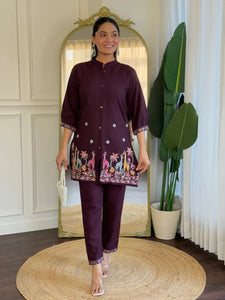 Premium Short Kurta Set for Women - Designer Embroidery for Festive Wear