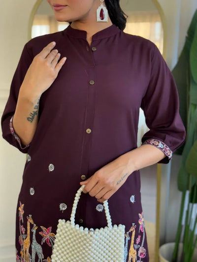 Premium Short Kurta Set for Women - Designer Embroidery for Festive Wear