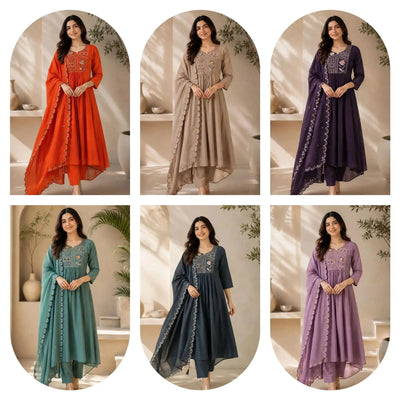 Premium Silk Anarkali Salwar Suit - Festive Embroidered Kurta Pant Set