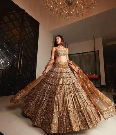 Premium Silk Bridal Lehenga with Heavy Sequins Embroidery for Women