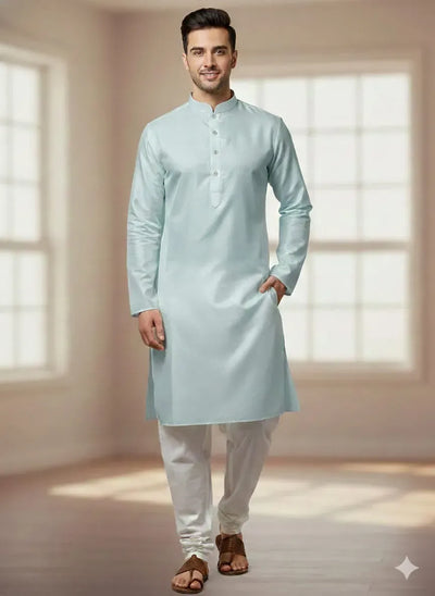 Premium Silk Kurta Pyjama - Men's Festive Wear with Pockets
