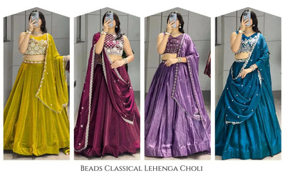 Premium Silk Lehenga - Beads Work Wedding Wear for Women