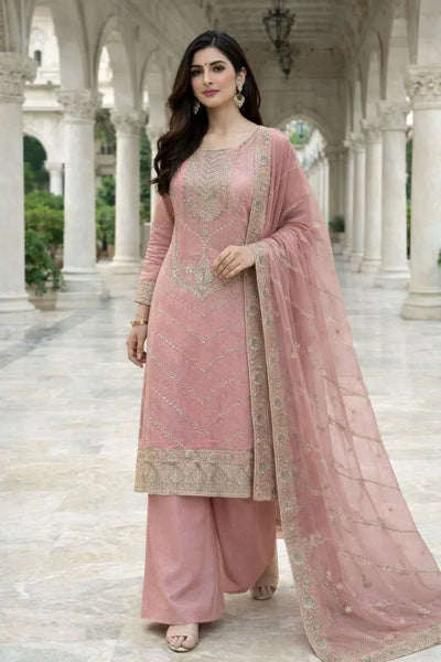 Premium Silk Palazzo Suit Set - Intricate Embroidery Work for Festive & Party Wear