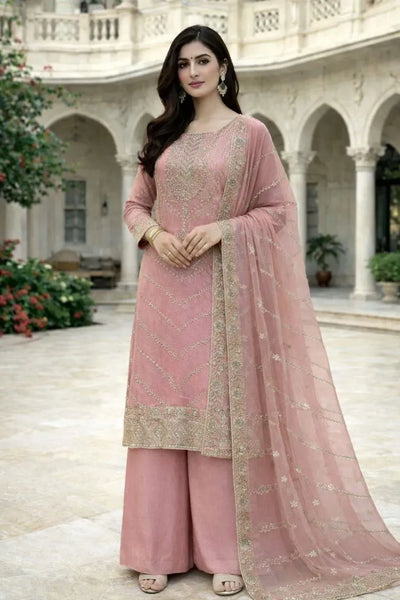 Premium Silk Palazzo Suit Set - Intricate Embroidery Work for Festive & Party Wear
