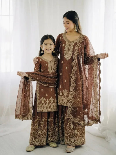 Premium Silk Party Wear Kurti Set with Embroidered Palazzo for Festive Celebrations