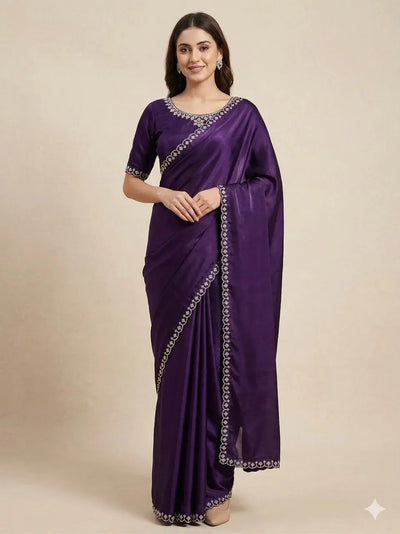 Premium Silk Saree with Zarkan Diamond Work - Festive Wear for Women