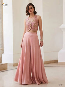 Premium Silk Waistcoat and Palazzo Set - Elegant Festive Wear for Women