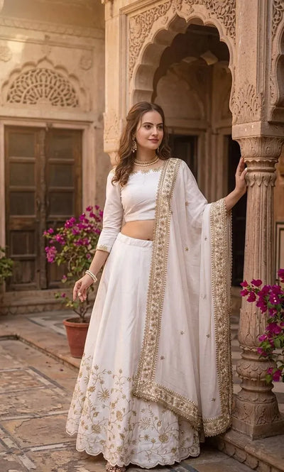 Premium Slub Silk Lehenga Choli with Zari Work for Weddings