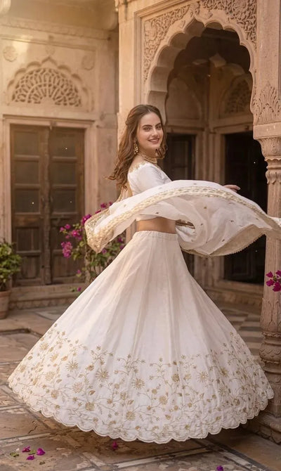 Premium Slub Silk Lehenga Choli with Zari Work for Weddings