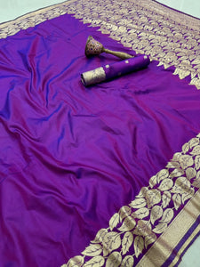 Premium Soft Banarasi Silk Saree with Gold Zari Weaving