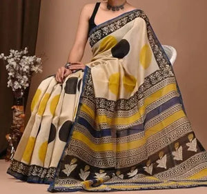 Premium Soft Chanderi Silk Saree with Elegant Gold Zari Border