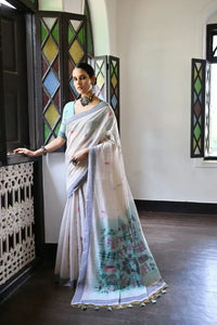 Premium Soft Muga Cotton Warli Saree - Elegant for Festive Wear