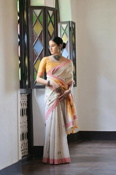 Premium Soft Muga Cotton Warli Saree - Elegant for Festive Wear