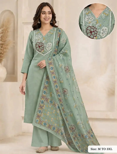 Premium Soft Silk Kurti Palazzo Set - Elegant Embroidered Festive Wear for Women