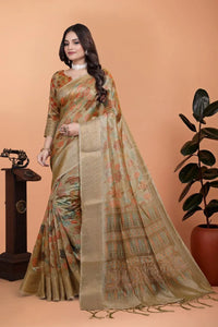 Premium Soft Silk Saree with Autumn Leaf Print for Weddings