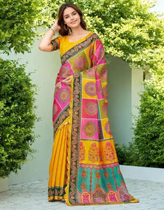 Premium Soft Zari Tussar Silk Saree with Mirror Work Border - Elegant Festive Wear for Women