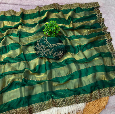 Premium Space Silk Saree with Jarkhan Work - Elegant Festive Wear