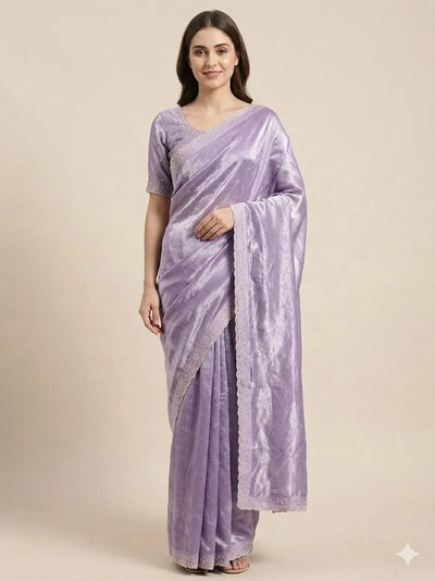 Premium Space Silk Saree with Zarkan Diamond Festive Wear