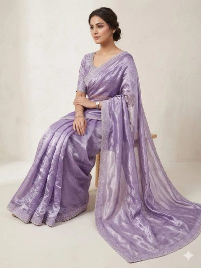 Premium Space Silk Saree with Zarkan Diamond Festive Wear