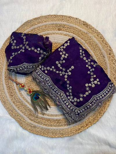 Premium Space Silk Saree - Zari Sequence Embroidery for Women
