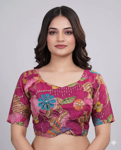 Premium Sweetheart Neck Designer Blouse - Padded Viscose Festive Wear for Women