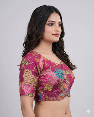 Premium Sweetheart Neck Designer Blouse - Padded Viscose Festive Wear for Women