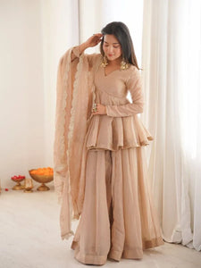 Premium Tabby Organza Sharara Suit - Mukaish Work for Festive Wear