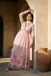 Premium Tebby Silk Anarkali Gown - Elegant Floral Print Party Wear for Women