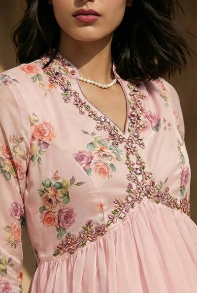 Premium Tebby Silk Anarkali Gown - Elegant Floral Print Party Wear for Women